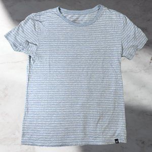 American Eagle Outfitters Men's Blue and White Striped Tee (Size M)